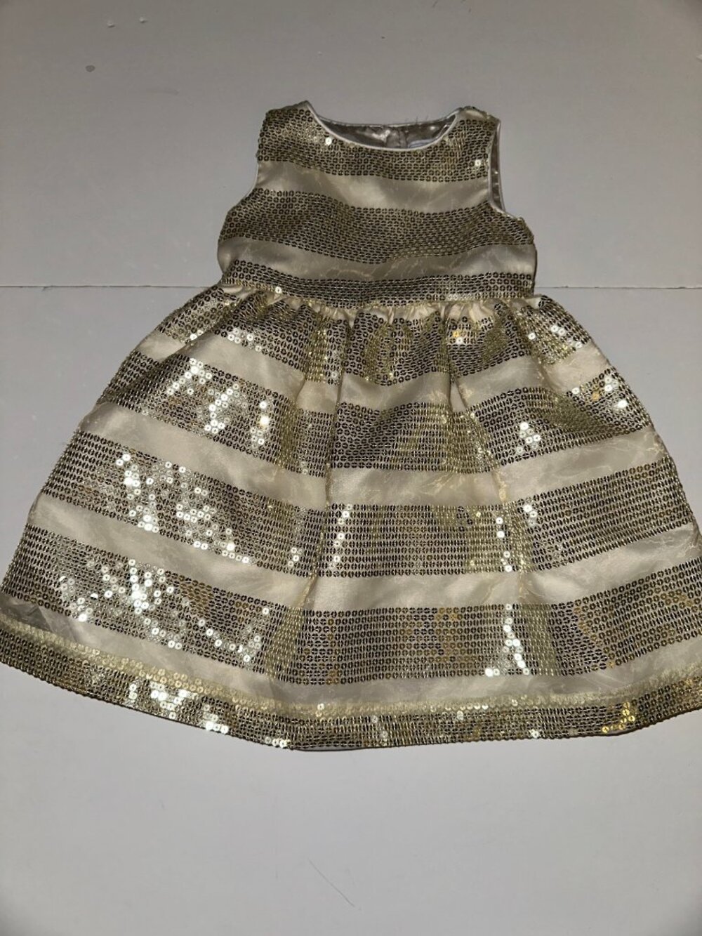 Gymboree Gold Sequin Dress Toddler Girls 3T champagne Excellent Special Occasion